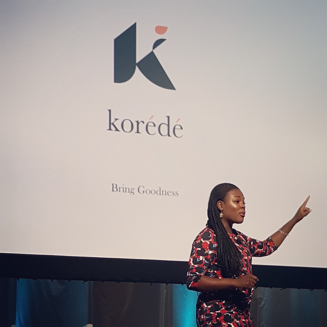 Ronke Faleti speaking on stage